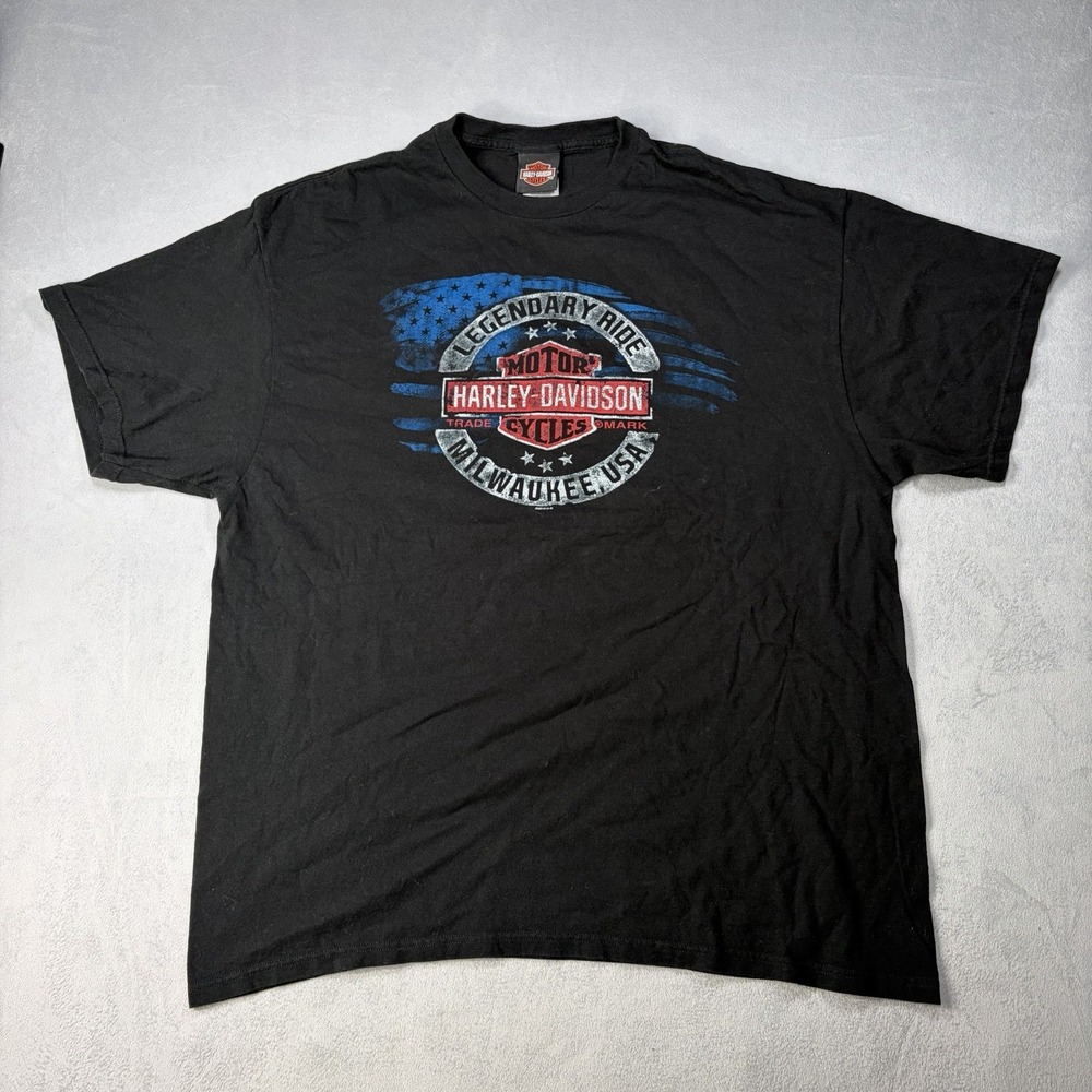 Harley Davidson Shirt Men's Size 2X Black Short Sleeve Patriot Graphic Tee
